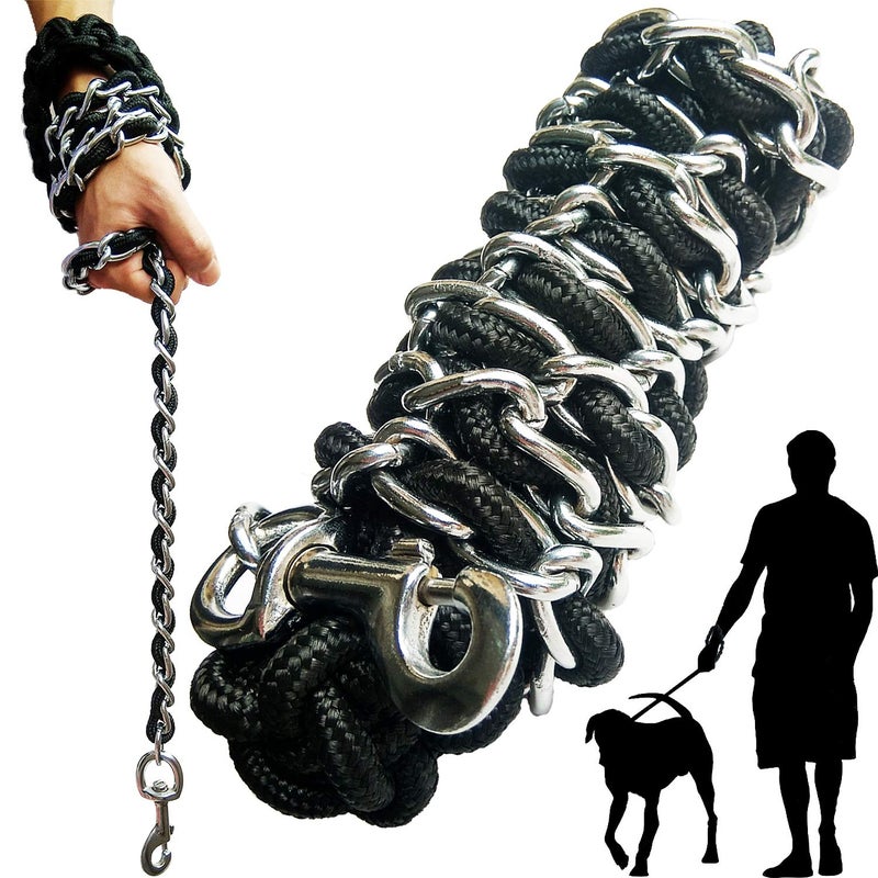 AncBace Dog Leash Metal Leashes Chain Rope with Pet Collar Training Walking Leads Heavy Duty Anti Bite 360 Hook for Medium and Large Dogs (Large) - Image 1